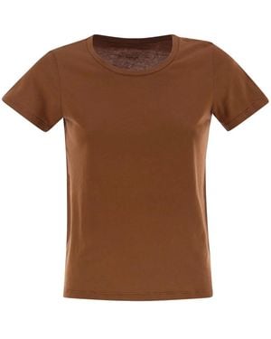Majestic Crew-Neck Short-Sleeved Cotton T-Shirt - Brown