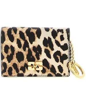 Ganni 'Leopard' Print Card Holder - Black