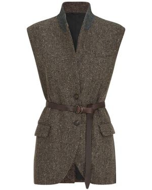 Brunello Cucinelli Sequin-Embellished Belted Gilet - Multicolor