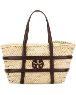 Tory Burch Ella Straw Small Basket - Metallic