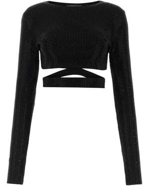 ANDREADAMO Andreadamo Embellished Viscose Blend Top - Black