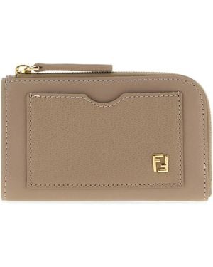 Fendi Card Case Pouch Vitello Grace - Brown