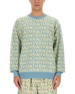 Versace Allover Logo Jersey - Green