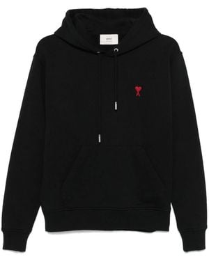 Ami Paris Ami De Coeur Cotton Hoodie - Black