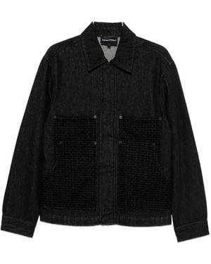 Emporio Armani Logo-Pattern Denim Jacket - Black