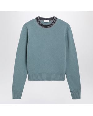 Versace Light Wool And Cashmere Crewneck Jumper - Blue