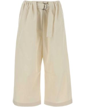Loewe Ivory Cotton Blend Wide-Leg Pant - White