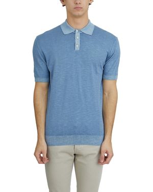 Daniele Alessandrini Cotton And Linen Polo - Blue