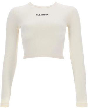 Jil Sander Cropped Top With Logo - White