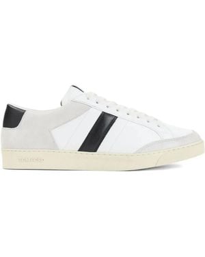 Tom Ford Suede Grain Leather Low Top Sneakers - White