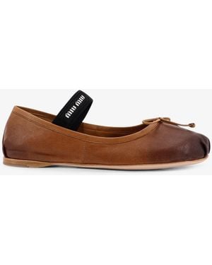 Miu Miu Leather Ballerinas - White