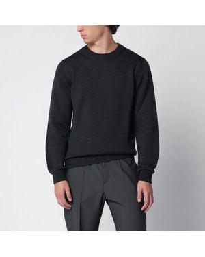 Roberto Collina Anthracite Wool Crew-Neck Jumper - Black