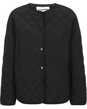 Sandbeige Nylon Quilted Jacket - Black