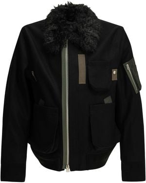 Sacai Wool Bomber Jacket - Black