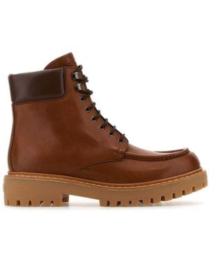 Prada Caramel Leather Ankle Boots - Brown