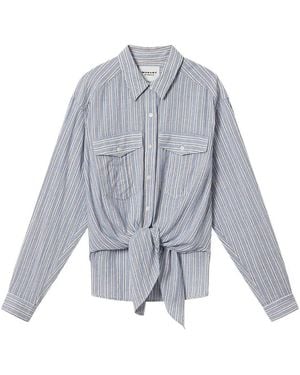 Isabel Marant Nath Striped Flap-Pocket Shirt - Grey
