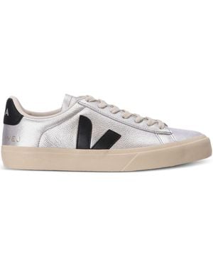 Veja Metallic Leather Sneakers With Accents - White