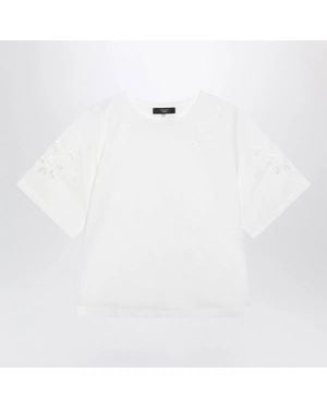 Weekend by Maxmara Cotton Tshirt With Openwork Embroidery - White