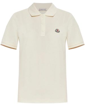 Moncler Piqué Polo Shirt With Logo Patch - White