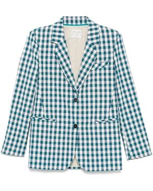 forte_forte Cotton Gingham Oversized Jacket - Blue