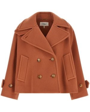 Chloé Double-Breasted Coat - Brown
