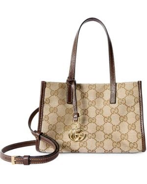 Gucci Small Shoping Bag With Gg Charm - Natural
