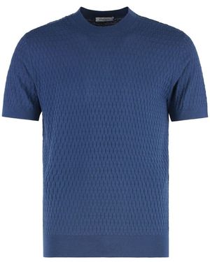 Paolo Pecora Cotton Short Sleeve Sweater - Blue