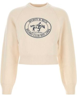 Sporty & Rich Sporty & Rich Riding Club Knitted Boxy Jumper - White