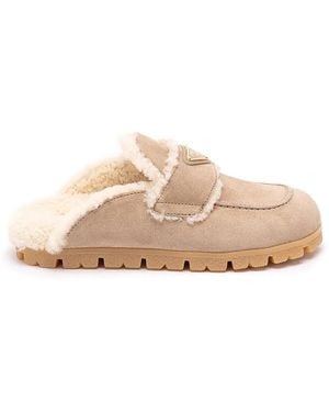 Prada Suede And Shearling Mules - Pink