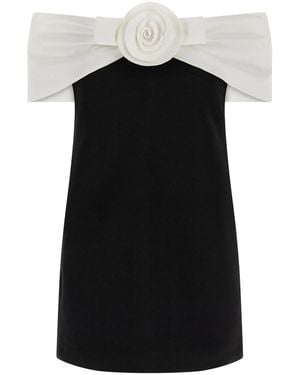 Self-Portrait Self Portrait Crêpe Flower Mini' Dress - Black