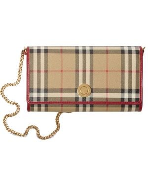 Burberry Check Chain Strap Wallet - Natural