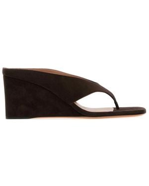 Alaïa Alaia Dark Suede Thong Mules - Brown