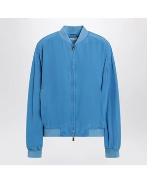 Versace Light Silk Poplin Zip Blouson - Blue
