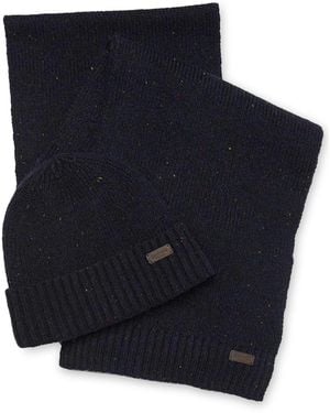 Barbour Set Regalo Sciarpa E Berretto "Carlton Fleck" - Blue