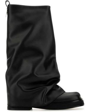 The Attico Leather Ankle Boots 'Robin' - Black