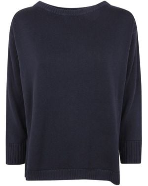 Rossopuro Long Sleeved Boat Neckline Sweater - Blue