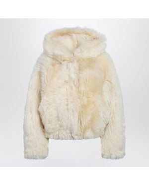 Blancha Lemon Hooded Fur Jacket - White