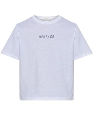 Versace Bead-Embellished Logo T-Shirt - Blue
