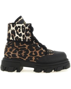Ganni Denim Ankle Boots - Black
