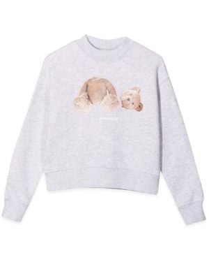 Palm Angels Felpa Con Stampa Bear - White