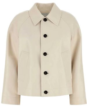 Bottega Veneta Ivory Leather Jacket - Natural