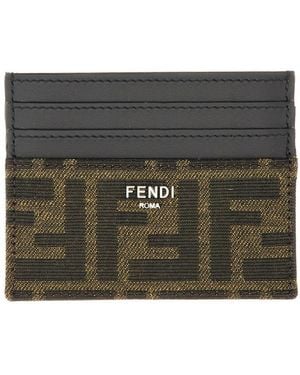 Fendi Leather Card Holder - Black