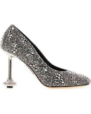 Loewe Embellished Suede Toy Court Shoes - Metallic