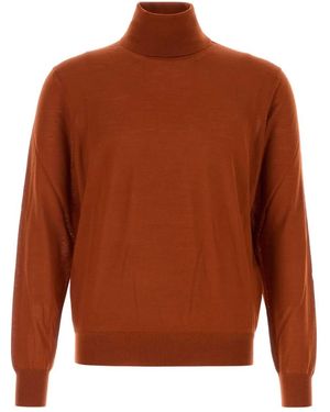 Saint Laurent Pull Col Roule - Brown