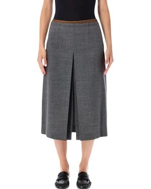 Prada Skirt Front Plit - Gray