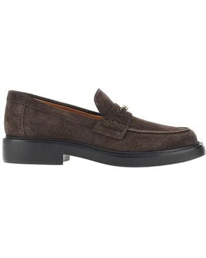 Tod's Tods Suede Leather Loafers With Logo - Brown