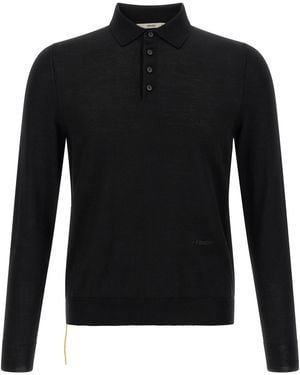 Fendi Stitching Polo Shirt With Visible Thread - Black