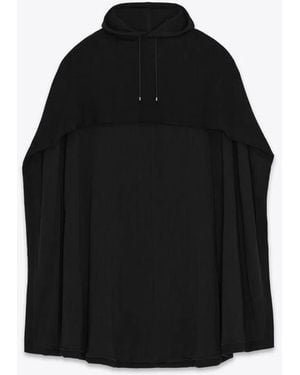 Saint Laurent Fleece Hoodie Cape - Black
