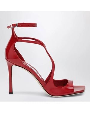 Jimmy Choo 95M Azia Leather Heeled Sandals - Red