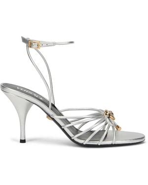 Versace Opera Bow Metallic Sandals - White